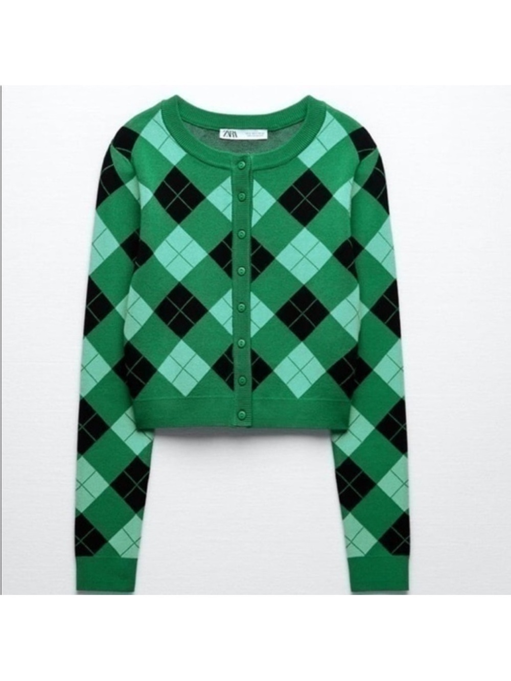 ZARA | Argyle Knit Cardigan